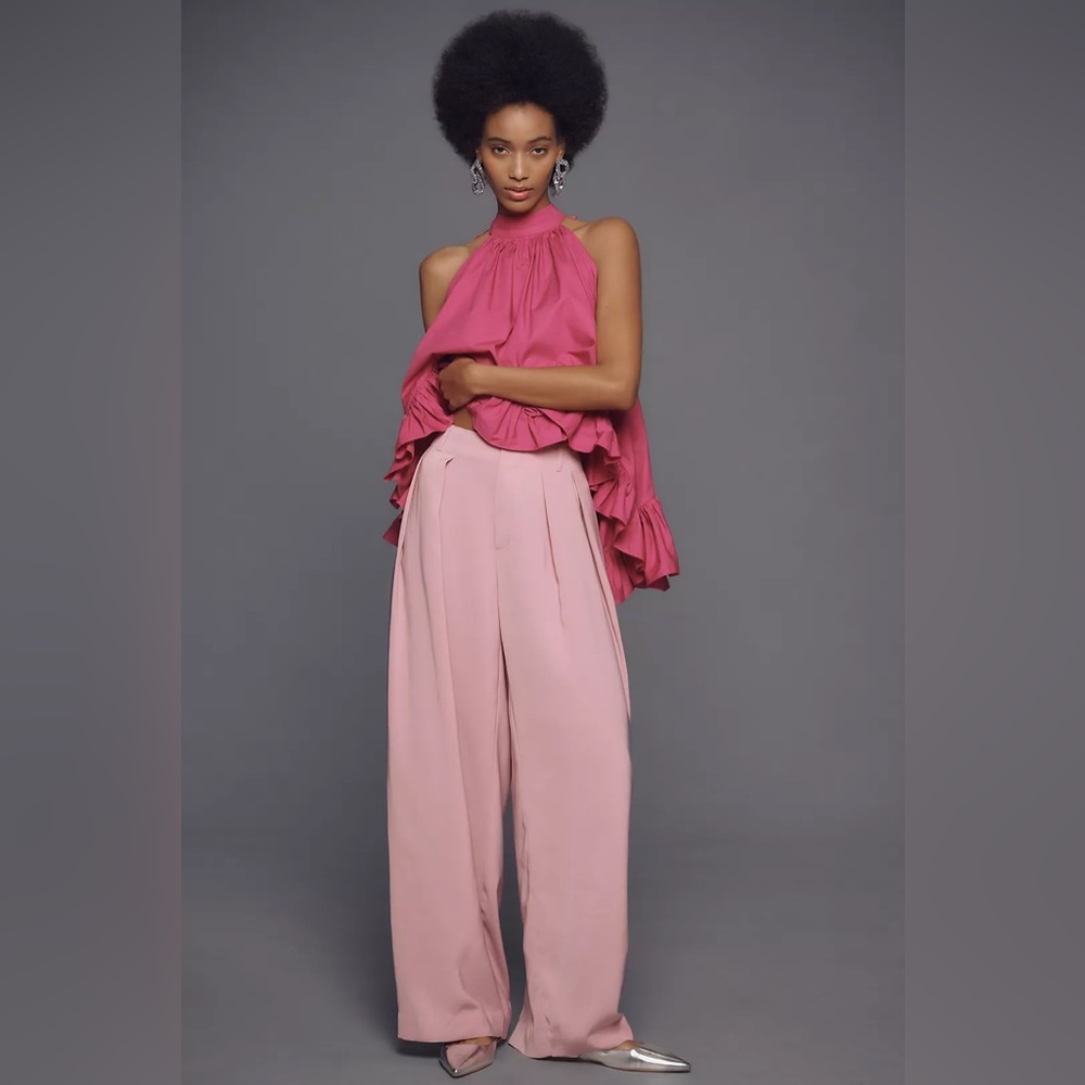 Anthropologie Maeve Tapered Puddle Trousers XXS pink Sold out online